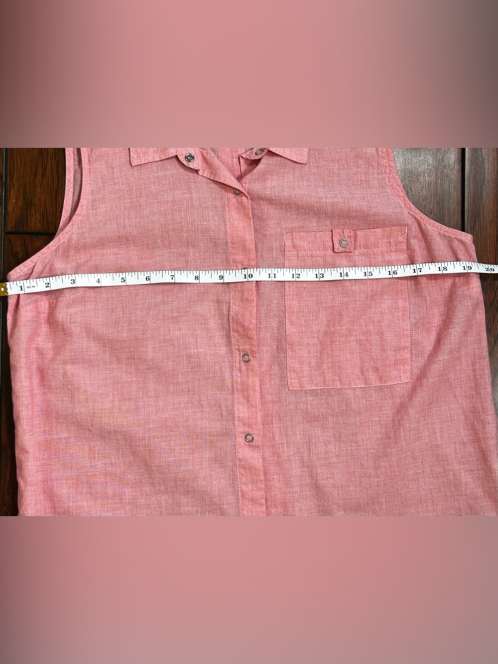 Calvin Klein Jeans Pink Sleeveless Button-Down Cotton Top - Picture 6 of 6